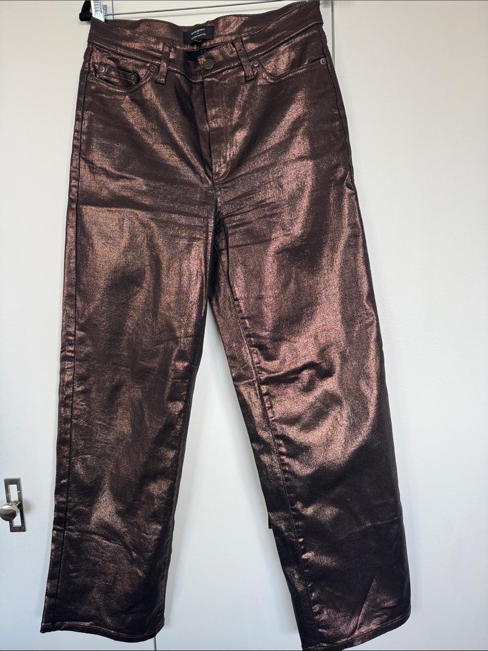 Banana Republic Metallic Bronze Straight High-Rise Jeans